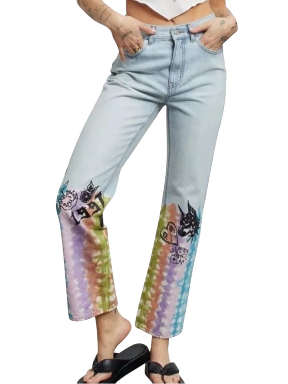 BDG Urban Outfitters high waisted Doodle Graphic Cowboy Jeans